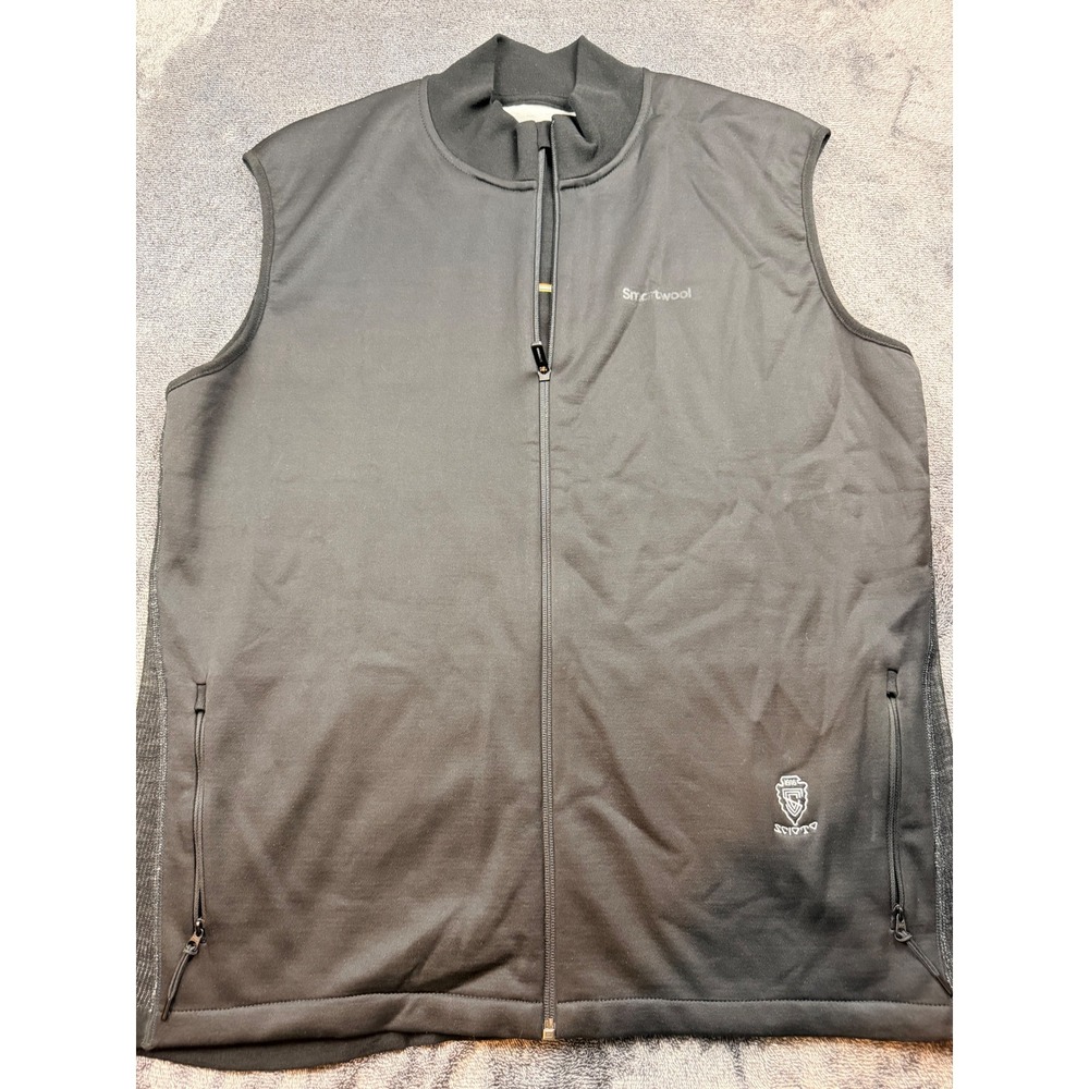 Smartwool Intraknit 200 Vest Mens XXL Black Full Zip Mock Neck Scioto Logo